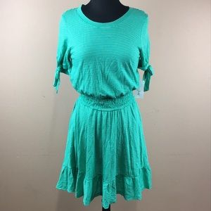 Maison Jules Smocked-waist Tie-sleeve Dress Size M